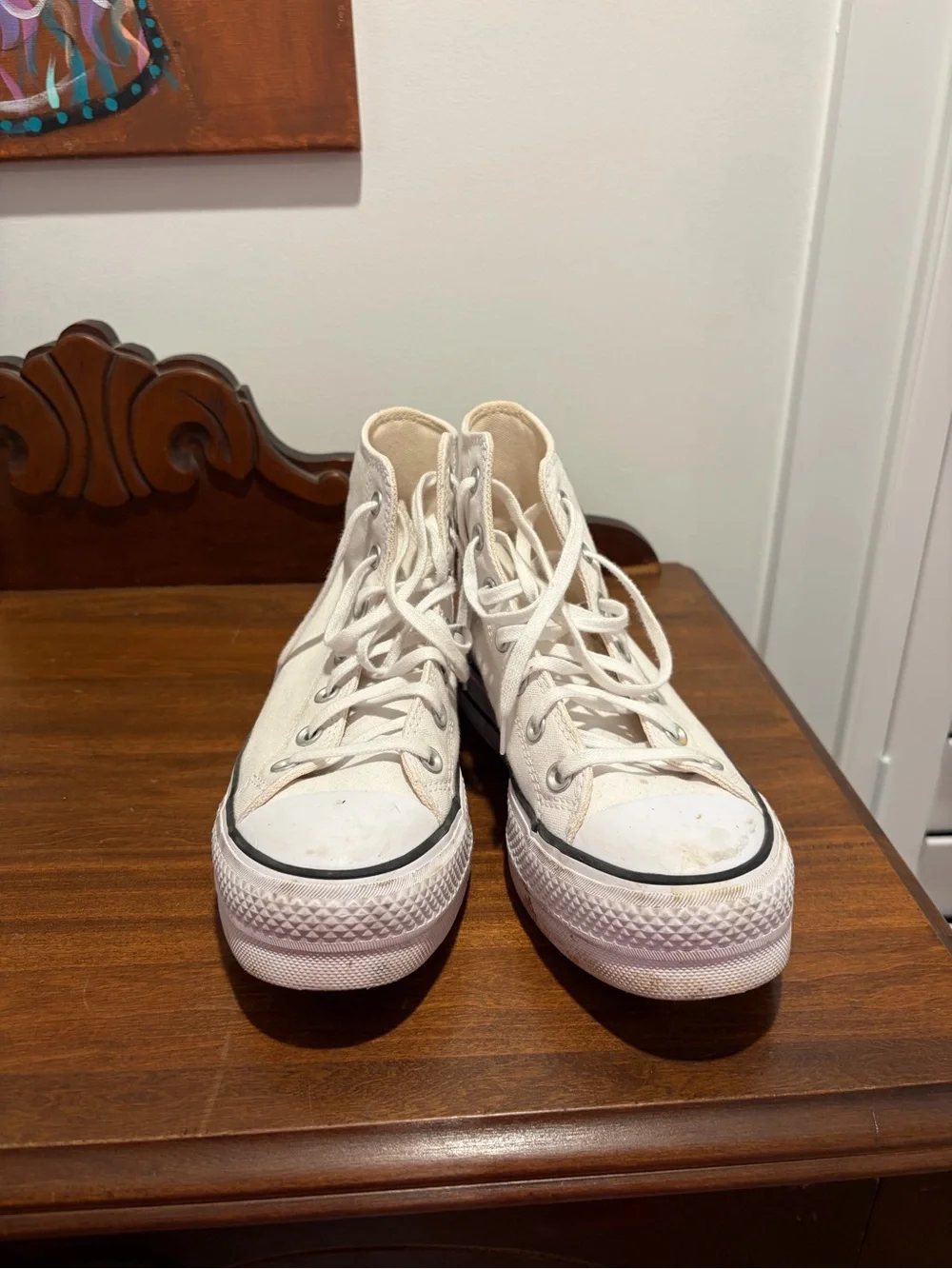 High-Top Platform Canvas Sneakers in Off-White